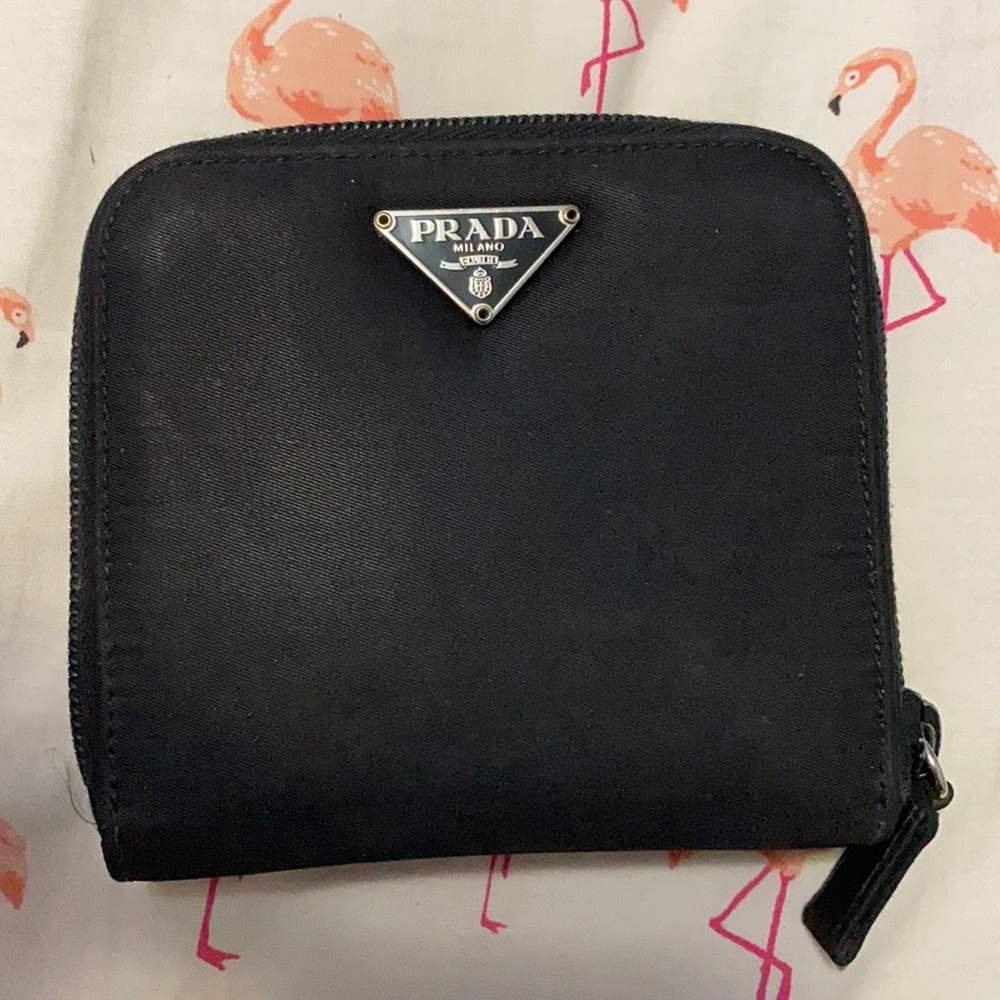Prada nylon bi fold wallet